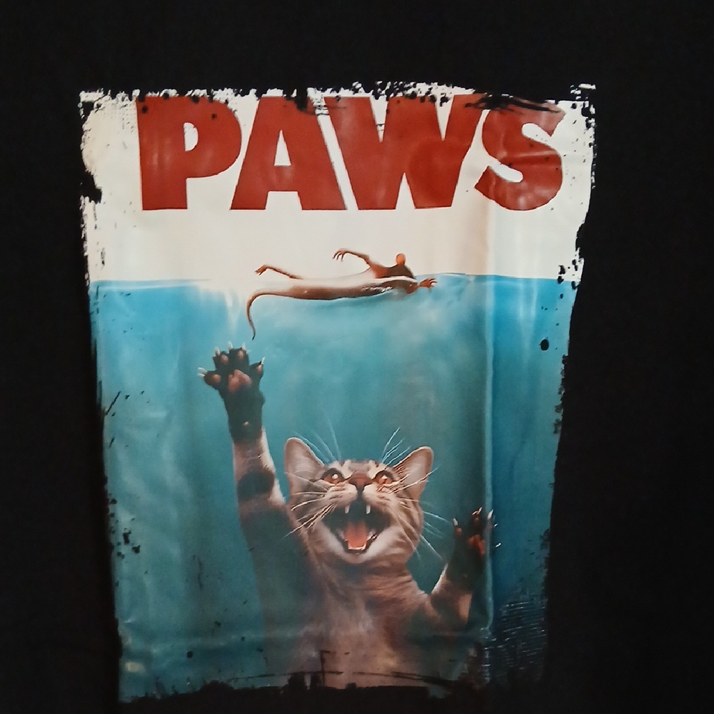 Paws Cat Graphic T-Shirt - Black Size XL